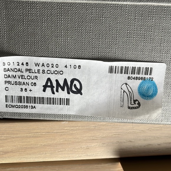 Blue suede high heeled peep toe pump - Picture 11 of 11